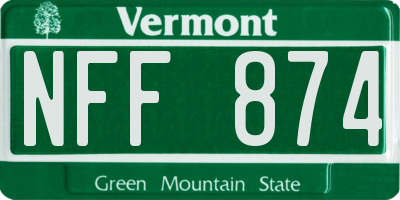 VT license plate NFF874