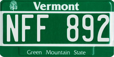 VT license plate NFF892