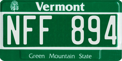 VT license plate NFF894