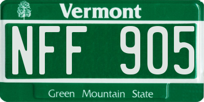 VT license plate NFF905