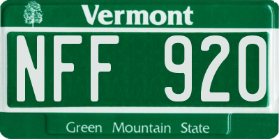 VT license plate NFF920