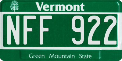 VT license plate NFF922