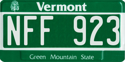 VT license plate NFF923