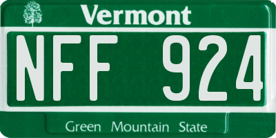 VT license plate NFF924
