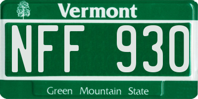 VT license plate NFF930