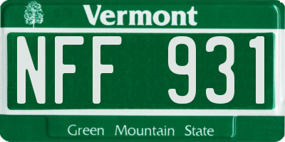 VT license plate NFF931