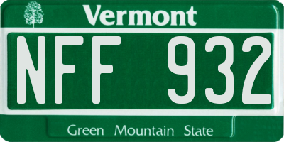 VT license plate NFF932