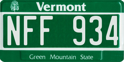 VT license plate NFF934