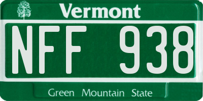 VT license plate NFF938