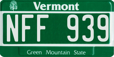VT license plate NFF939