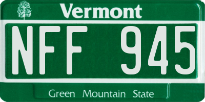 VT license plate NFF945