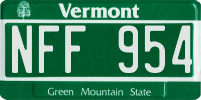 VT license plate NFF954