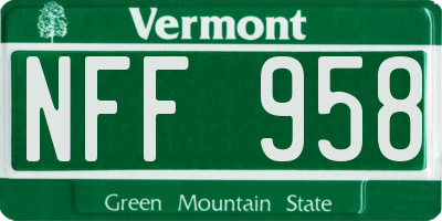 VT license plate NFF958