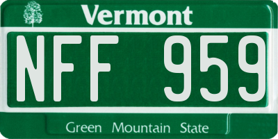 VT license plate NFF959