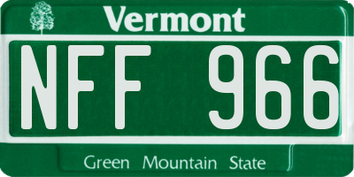 VT license plate NFF966