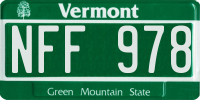 VT license plate NFF978