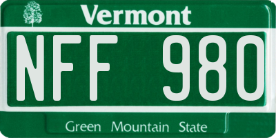 VT license plate NFF980