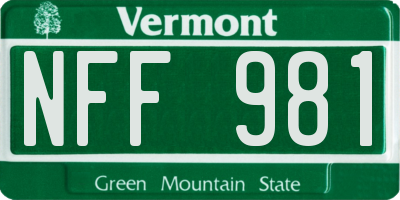 VT license plate NFF981