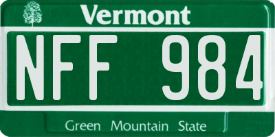 VT license plate NFF984