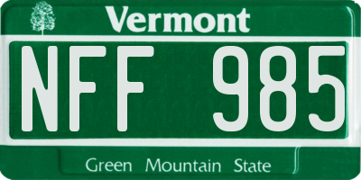 VT license plate NFF985