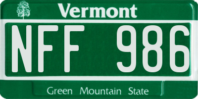 VT license plate NFF986