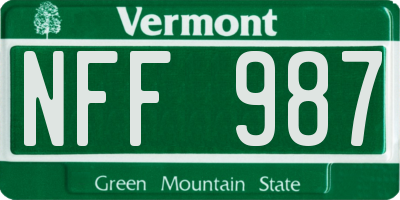 VT license plate NFF987