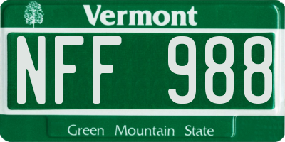 VT license plate NFF988
