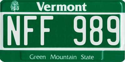VT license plate NFF989