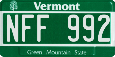 VT license plate NFF992