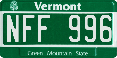 VT license plate NFF996