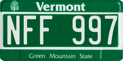 VT license plate NFF997