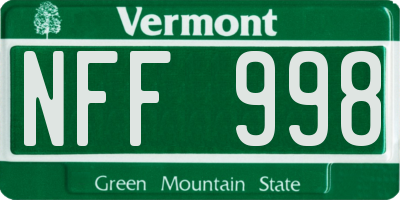 VT license plate NFF998