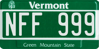 VT license plate NFF999