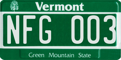 VT license plate NFG003