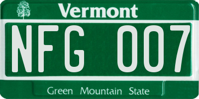 VT license plate NFG007