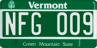 VT license plate NFG009