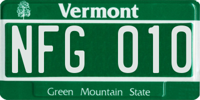VT license plate NFG010