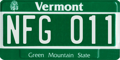 VT license plate NFG011