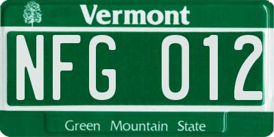 VT license plate NFG012
