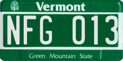 VT license plate NFG013