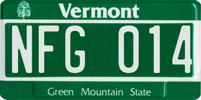 VT license plate NFG014