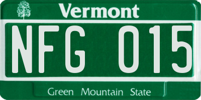 VT license plate NFG015