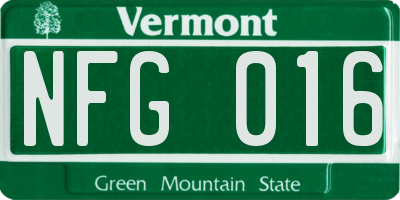 VT license plate NFG016
