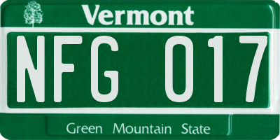 VT license plate NFG017