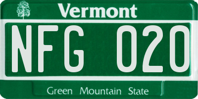 VT license plate NFG020