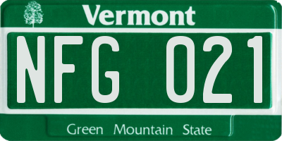 VT license plate NFG021