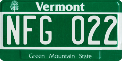 VT license plate NFG022