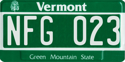 VT license plate NFG023