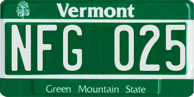VT license plate NFG025