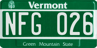 VT license plate NFG026